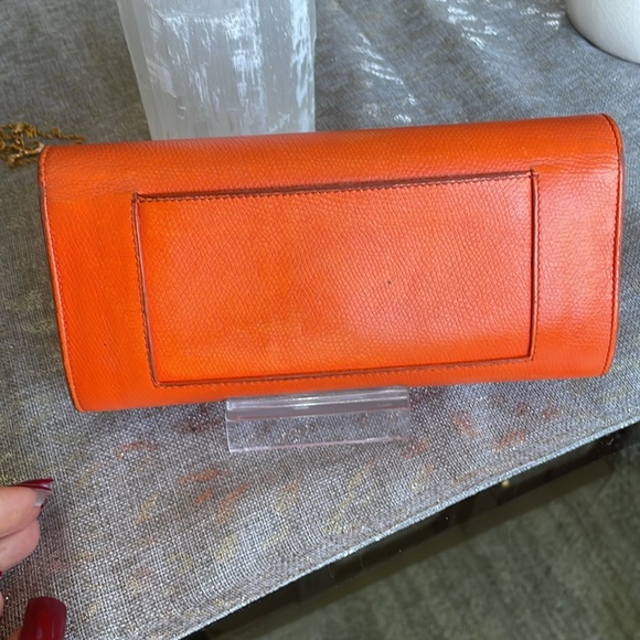 Celine Orange Wallet with Leather Texture and Flap Closure - Picture 2 of 8